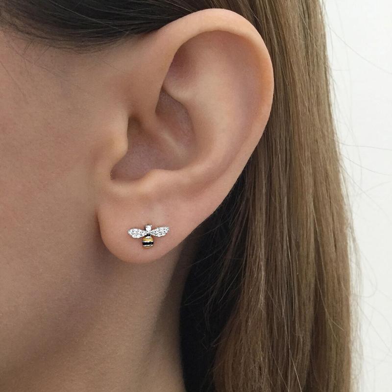 Забавные серьги-гвоздики с медоносной пчелой для женщин, изящные серьги с желтой пчелой, изысканные аксессуары для девушек, подарок, модная бижутерия