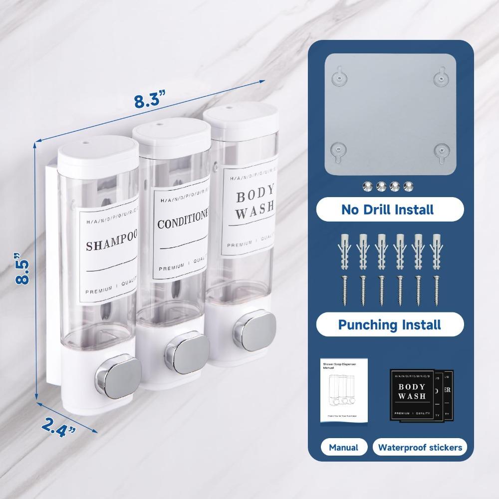 Wall Mounted Shampoo Dispenser 2*300ml/3*300ml Conditioner Dispenser For Bathroom Hotel