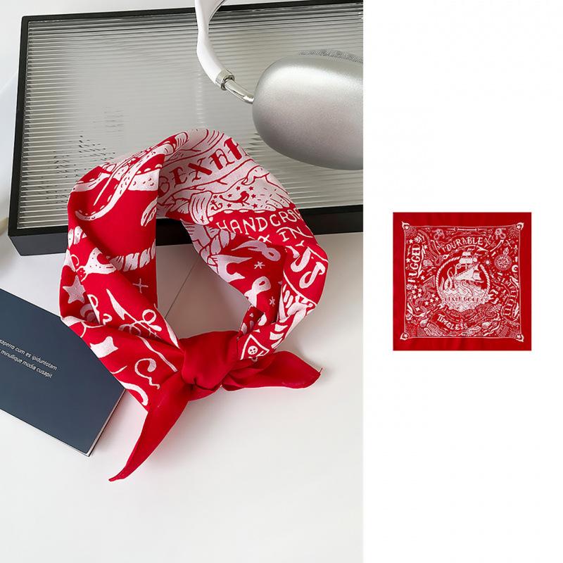 Sports Cycling Silk Scarf Cotton Square Scarf Hip-Hop Headscarf Square Scarf Versatile Trendy Men'S And Women'S Headband Hip-Hop Silk Scarf