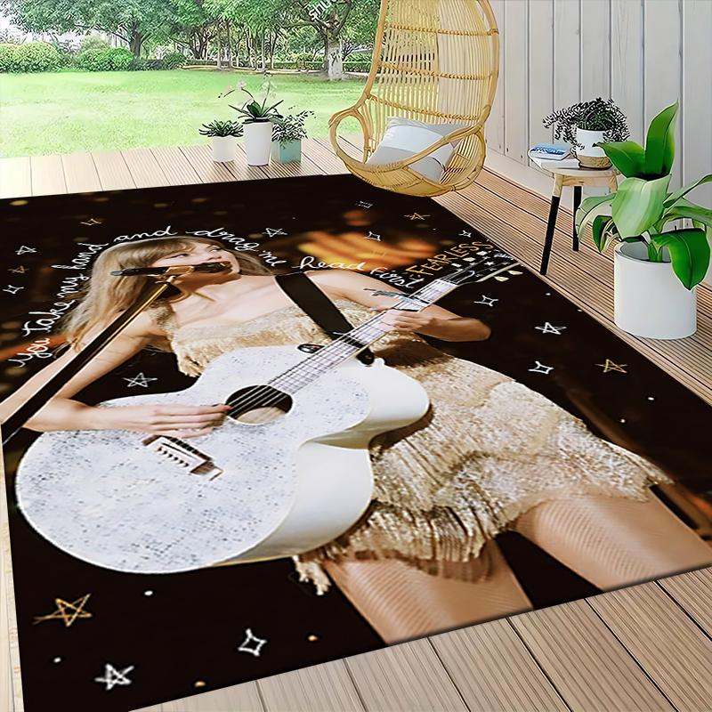 Starlit Guitar Performance Carpet Rug Soft Washable Antislip Home Living Room Sofa Mats Personalized Christmas Rug