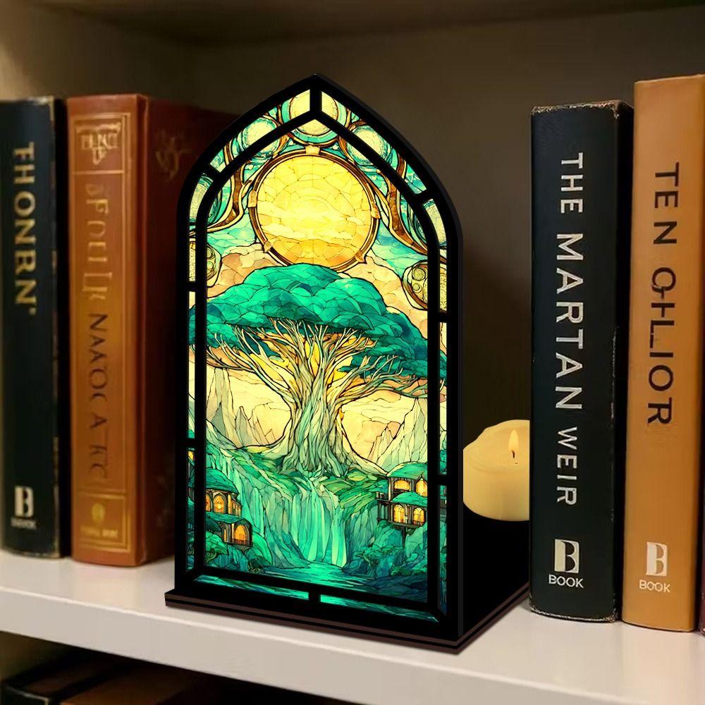 Acrylic Book Nook Gothic Arch Design Light-transmitting Table Setting  Bedroom Decor