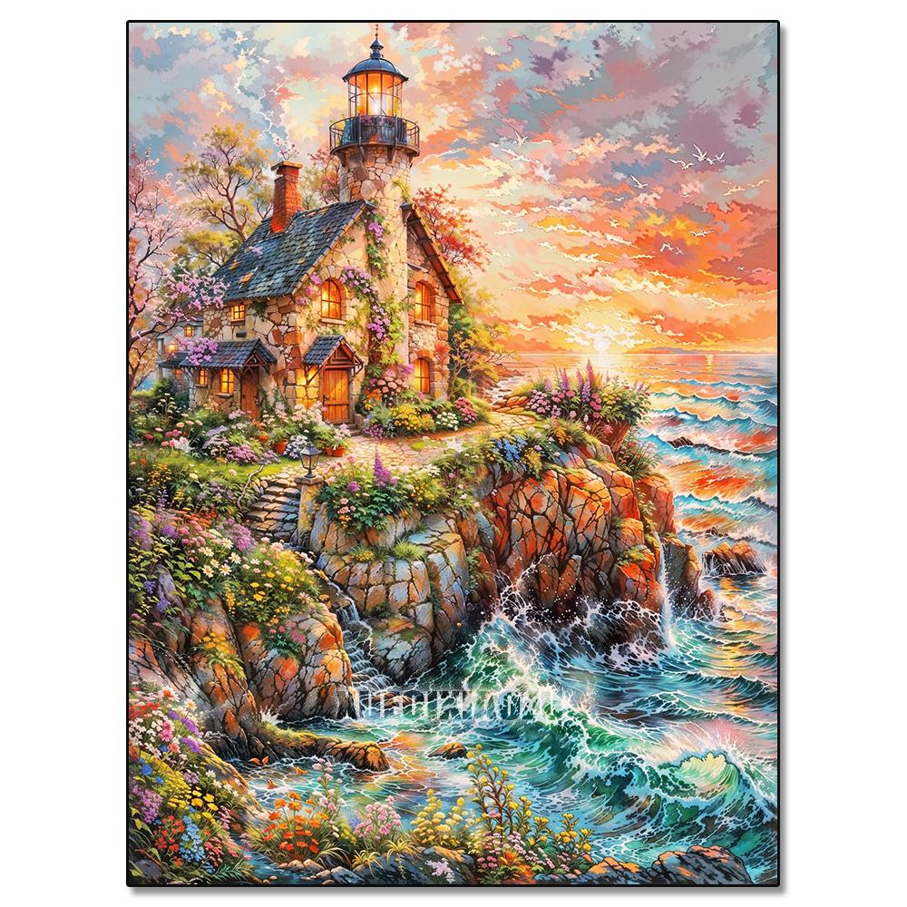 Series Plant Landscape Diamond Watercolor Art Painting Decoration Sailboat Diy Full Rhinestone Mosaic Cross Stitch Kit Gift