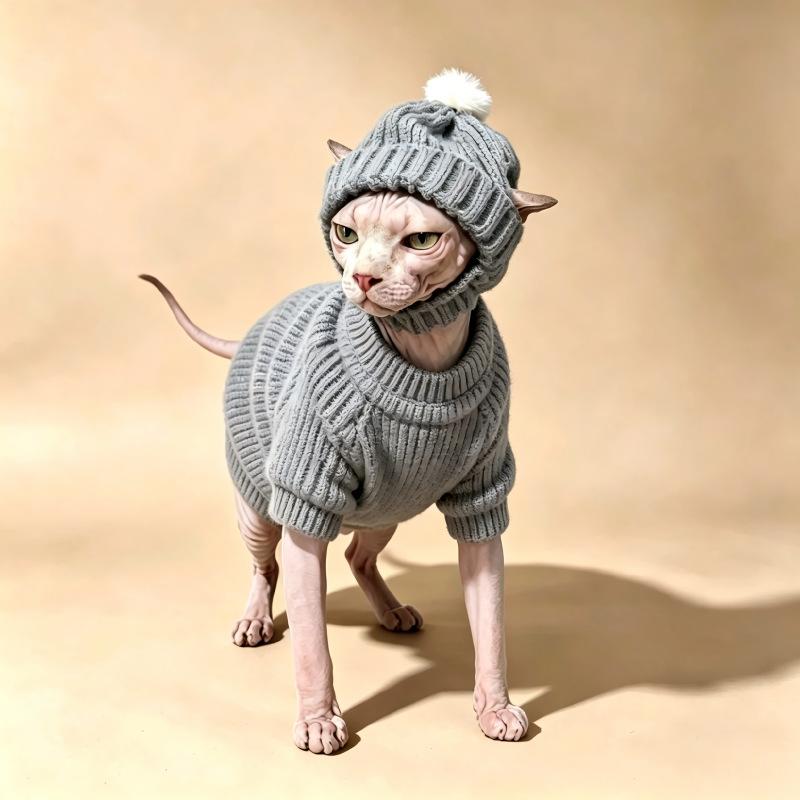 Sphinx hairless cat wool hat Devon cat hat hairless cat ear hat keep warm go out photo props