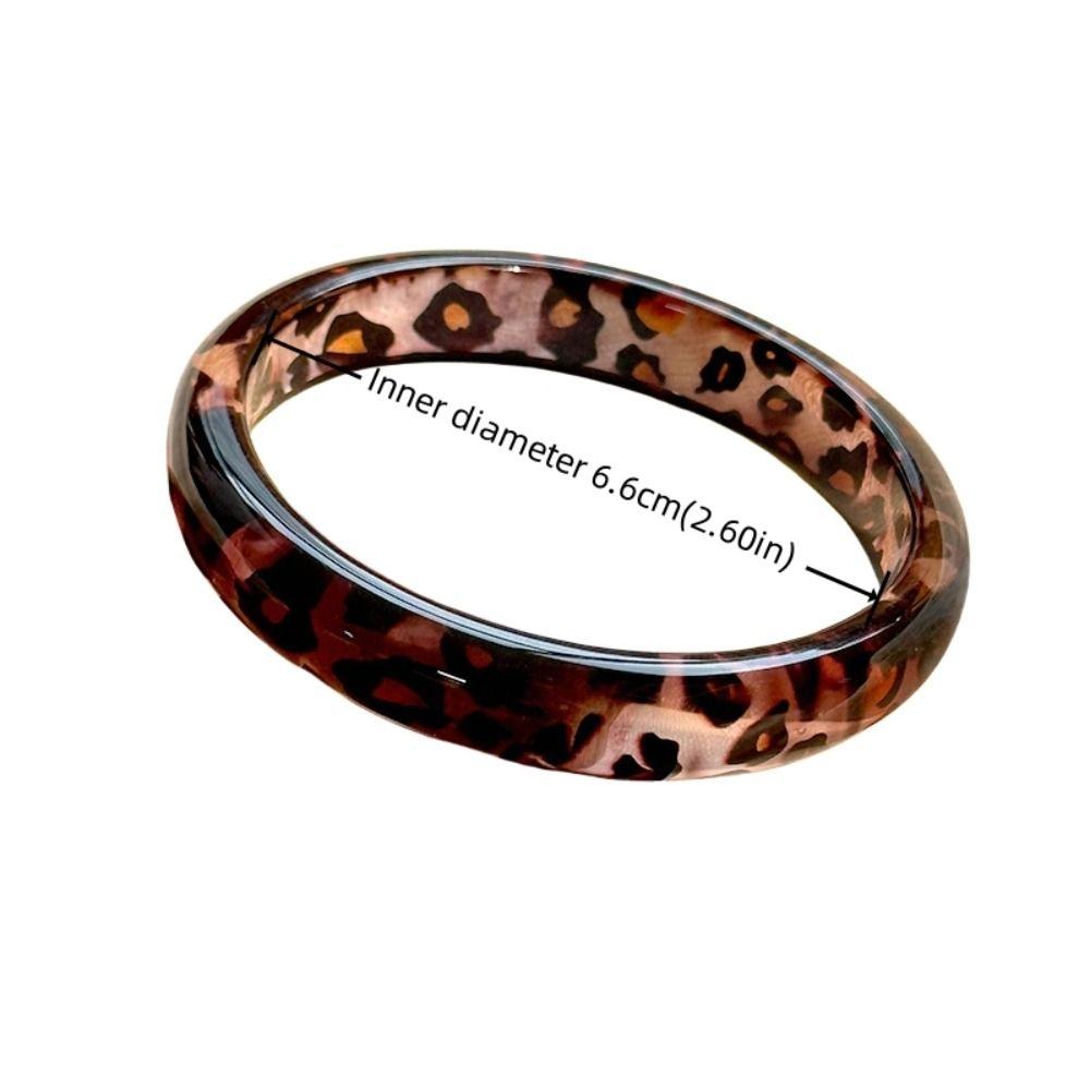 Круглые браслеты из смолы, гладкие женские кольца на руку, модные браслеты с леопардовым принтом для женщин