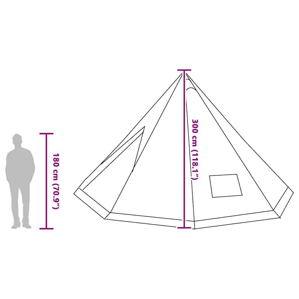 Tipi Tent with Roof and Storage Green 560 x 560 x 300 cm Taffeta