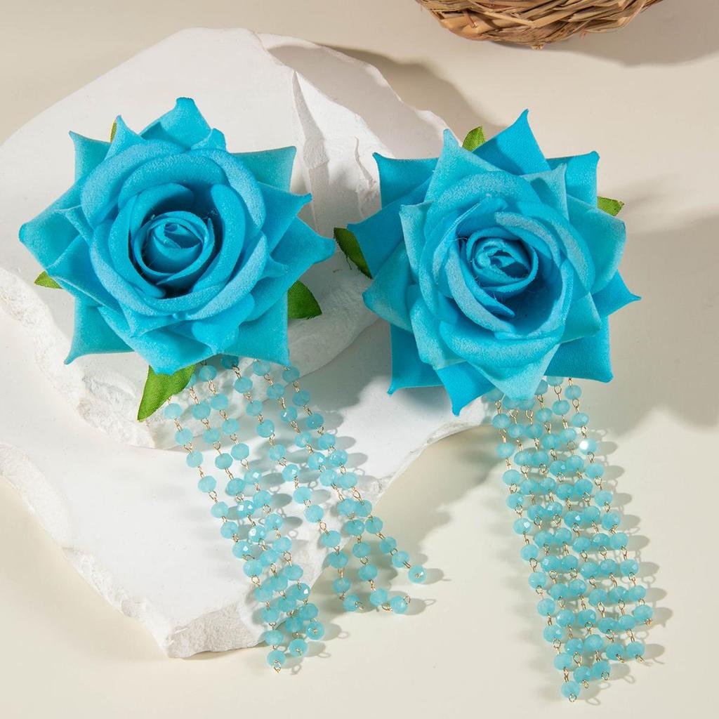 Летняя мода, новые серьги с имитацией цветка Dorp, ювелирные изделия из розового цветка, пляжные аксессуары для женщин, вечеринок, свадебных аксессуаров