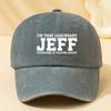 Стильная washed бейсболка с принтом JEFF, регулируемого размера, подходит для отпуска на природе, кемпинга и отдыха.