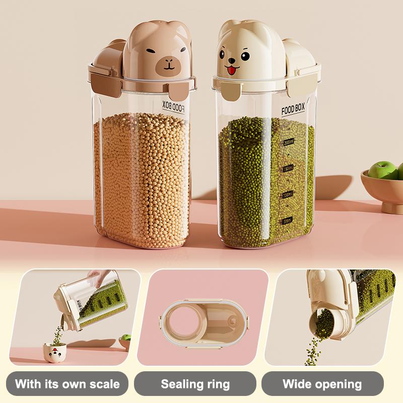 UFORU Animal-Shaped Grain Canister – Food-Grade Kitchen Sealed Pantry Organizer