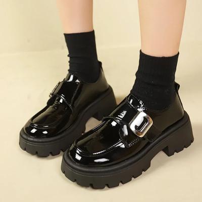 Мода 2024 Модная обувь Женские туфли-лодочки с круглым носком Весна Осень Британский стиль Однотонные Платье Блочный каблук Лоферы Zapatos De Mujer