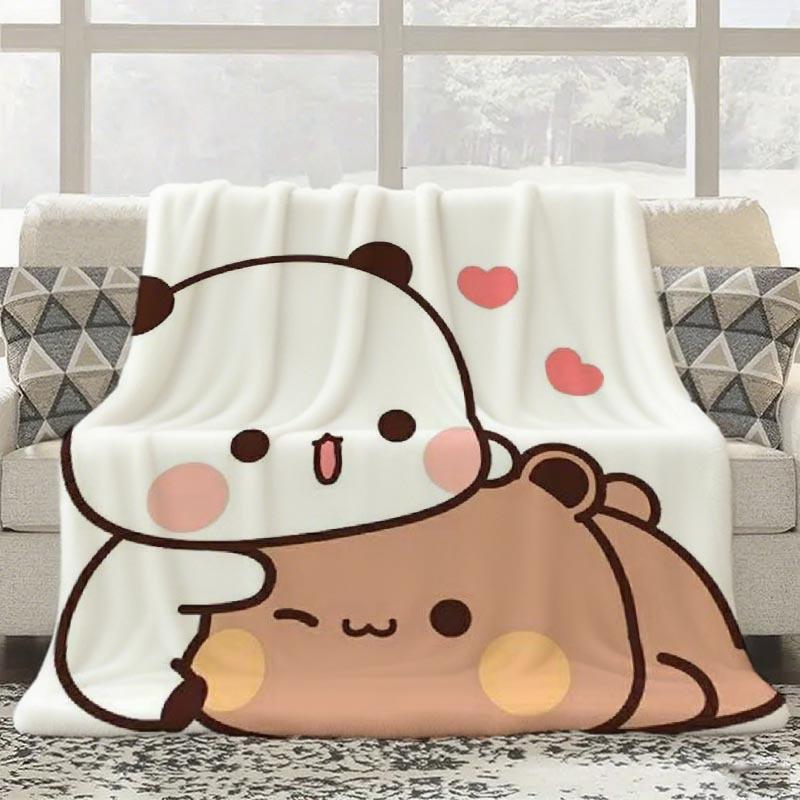 Bubu Dudu Love-Themed Flannel Blanket - Suitable for Sofas, Beds, Travel, Camping, Offices, Made of Flannel Fabric