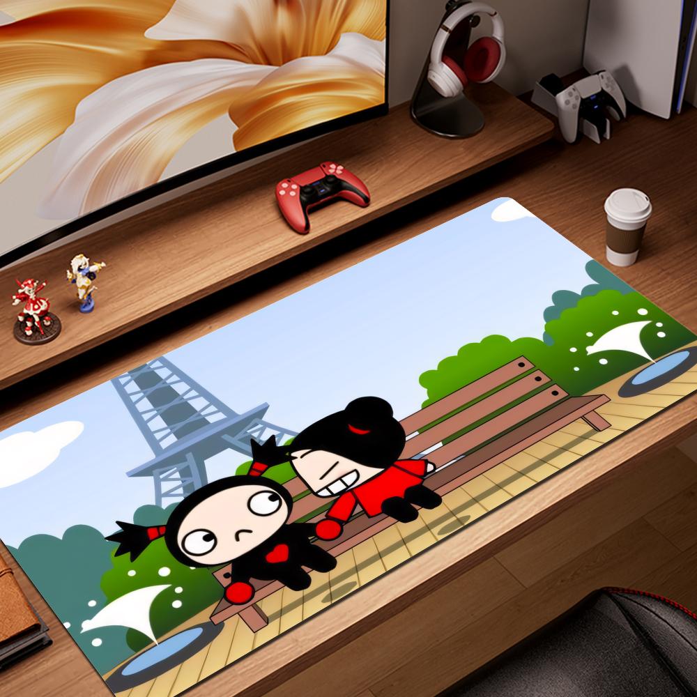HYBXAXC Cute Garu Pucca Mouse Pad Non-slip Locking Edge DeskMat PC Laptop Accessories Rubber Office Keyboard Large XXL Carpet