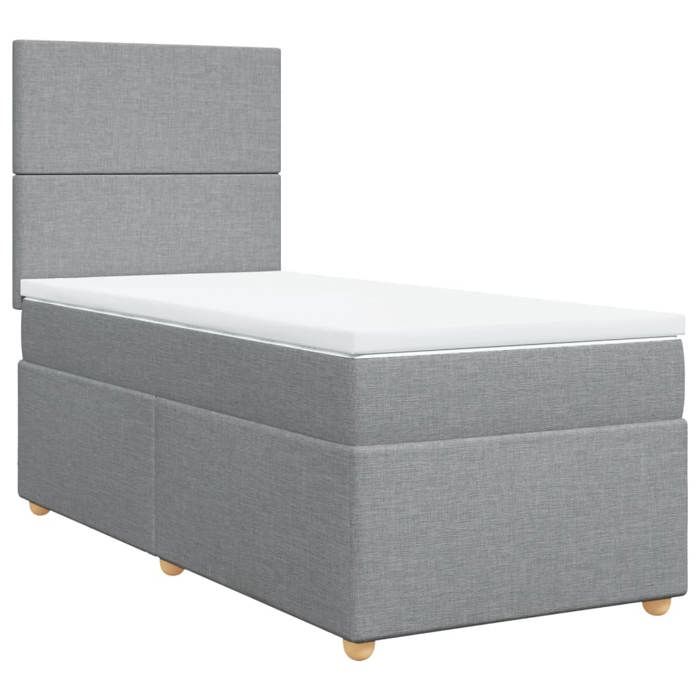 Maison Exclusive - Sommier à lattes de lit avec matelas Gris clair 90x200 cm Tissu