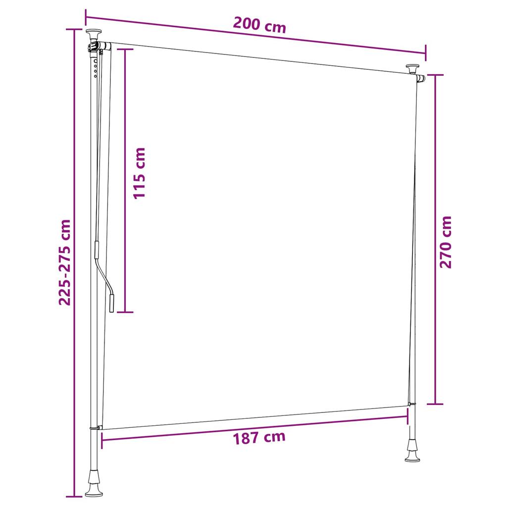 Уличная рулонная штора Коричневая 200 x 270 см