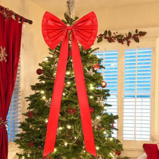 Extra Large Christmas Tree Topper Bows 70.9" X 24" Giant Bow Ribbon Tie for Tree Wreath Wedding Engagement Bachelorette Party Room Backdrop Wall Decor