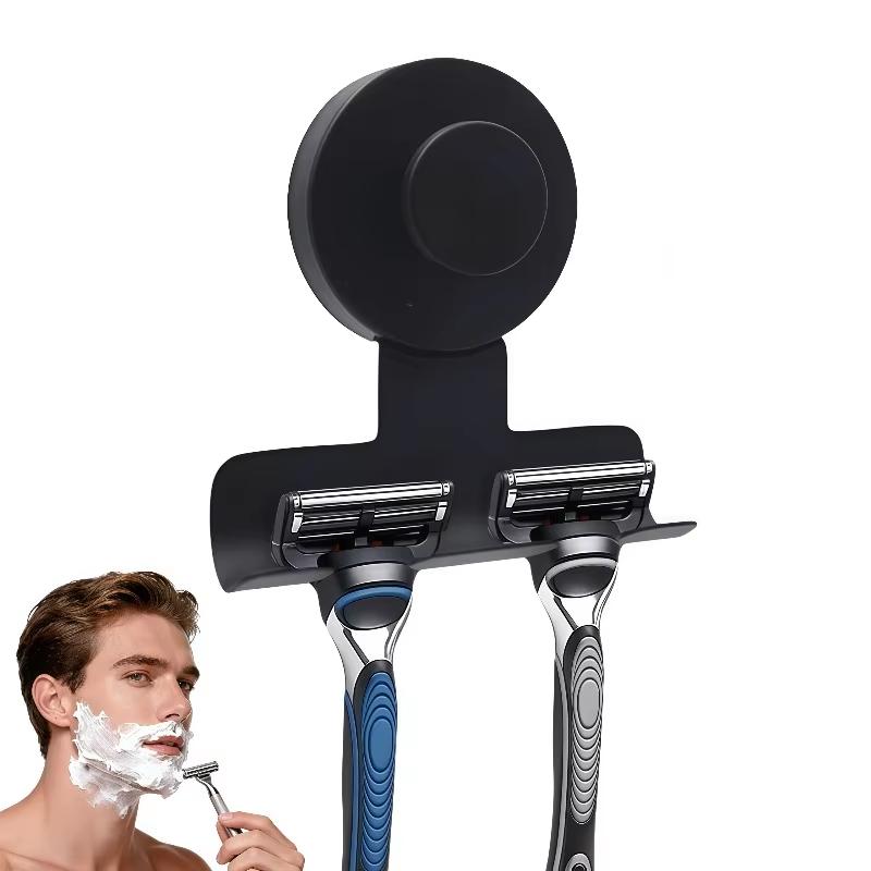 Heavy-Duty Stainless Steel Suction Cup Razor Holder for Shower - Stainless Steel Bathroom Wall Mount Utility Removable Hooks