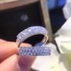 18k White Gold Seven Diamond Diamond Ring Diamond Ring with Protective Ring Women's Diamond Ring Real Diamond Row Inlay
