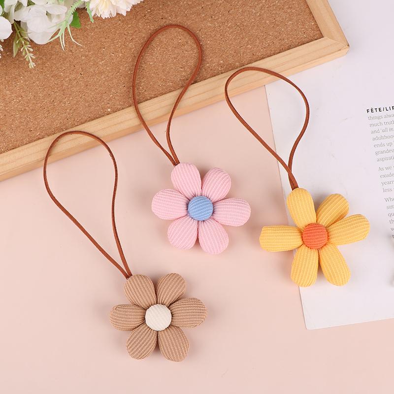 3D Color Six-Petal Flower Name Sticker Pendant Fabric Flower Doll Anti-Lost Lanyard Luggage Tag Charm Keychain Bag Decor Toys