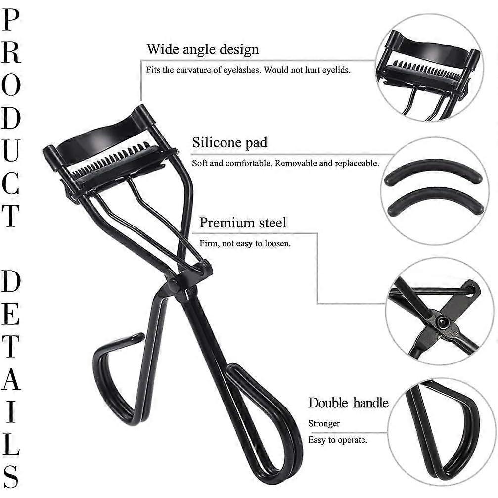 Eyelash Curlers with Built-in Comb Beauty Eyelashes Curlers Eyelash Cliper with 2 Replacement Silicone Refill Pads Premium Lash Curler Makeup Tool fo