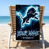 Custom Name Beach Towel Lions Team Beach Towel, Soft Microfiber, Gift for Her/Him, Birthday, for Pool, Beach, Travel, Fan gifts