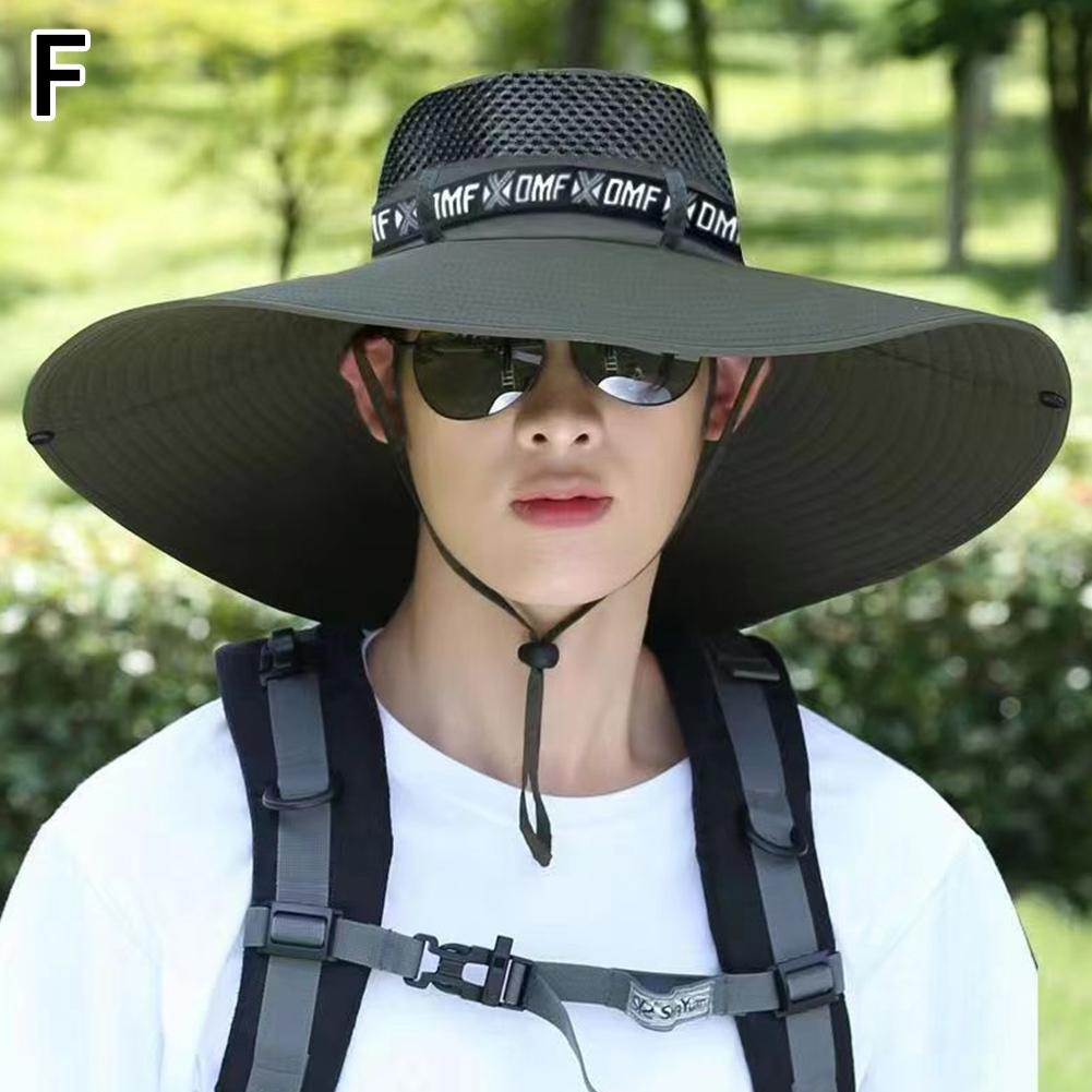 Новая летняя шляпа от солнца с широкими полями 15 см для мужчин, дышащие рыболовные кепки, защита от солнца и УФ-лучей, сетчатая шляпа рыбака, походная, для улицы, пляжная кепка