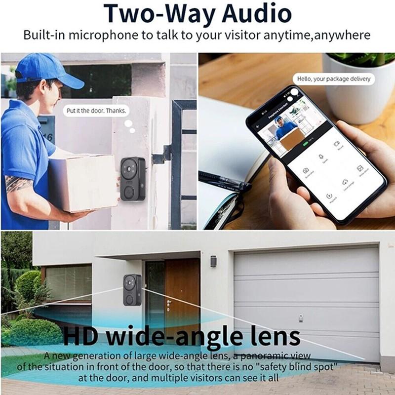 Wi-Fi видео дверной звонок, умный беспроводной дверной звонок, 2,4G, дверная камера ночного видения, поддержка двусторонней аудиосвязи