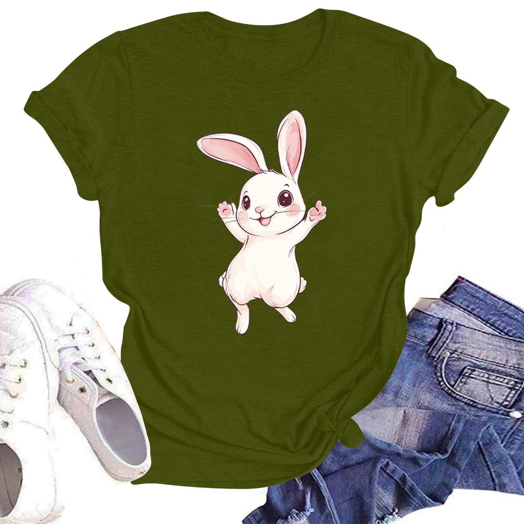 Women's Round Neck Casual Printed Short-sleeved T-shirt Top