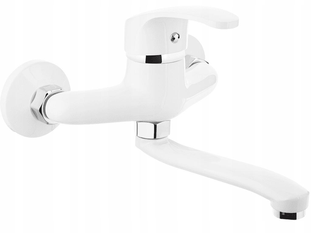 Kakadu white wall-mounted bathroom washbasin tap