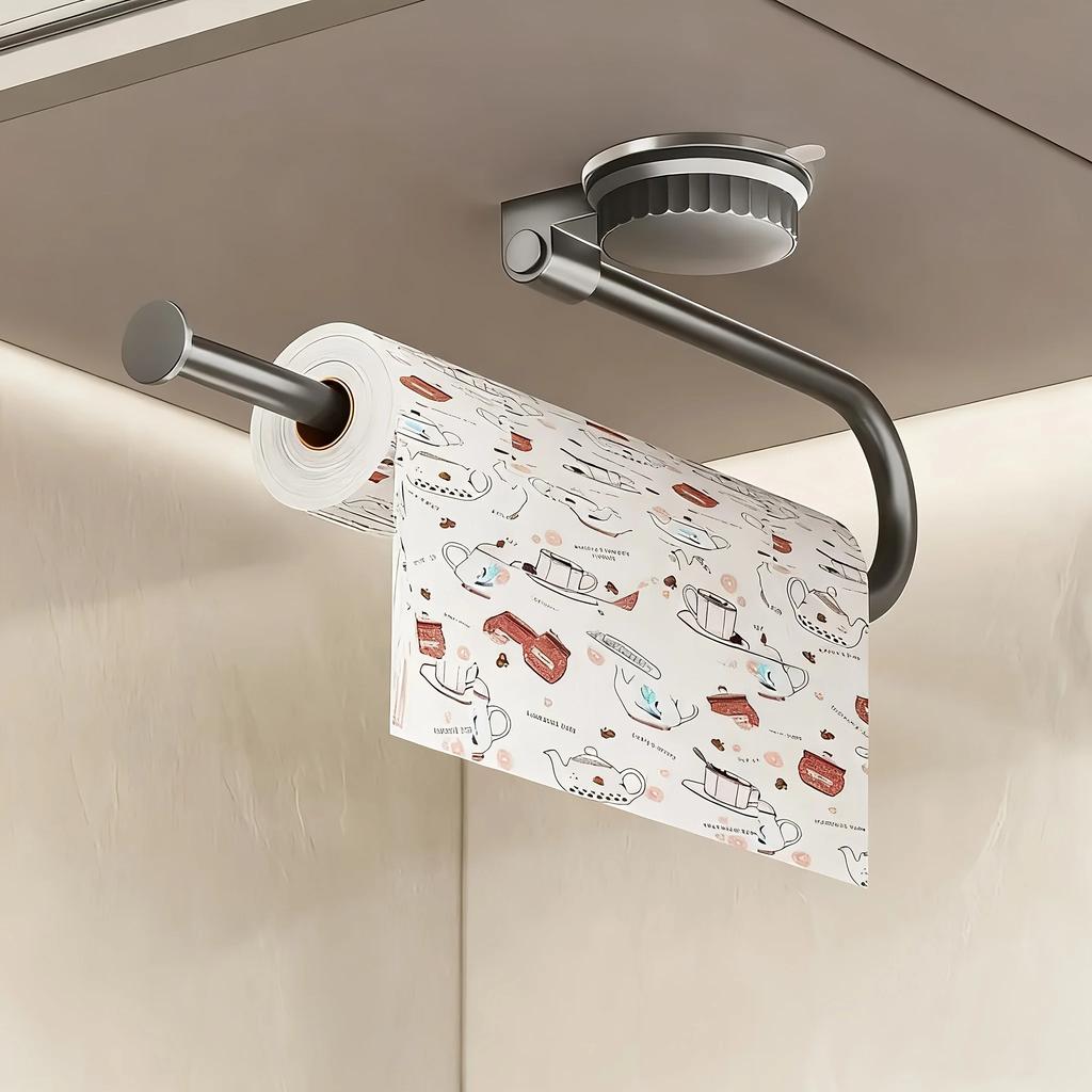 1 шт. Многофункциональный вращающийся держатель для салфеток на присоске - Настенный алюминиевый диспенсер для рулонов, без сверления, подходит для полотенец