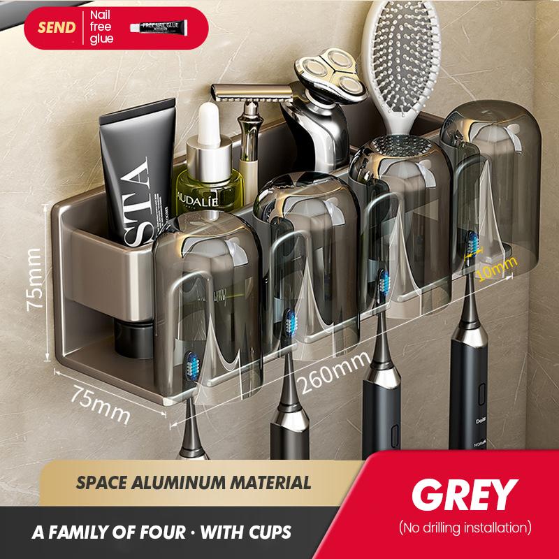 Стойка для хранения зубных щеток, настенная, для ванной комнаты, неперфорированная, железная, для хранения электрических зубных щеток, набор для хранения чашек
