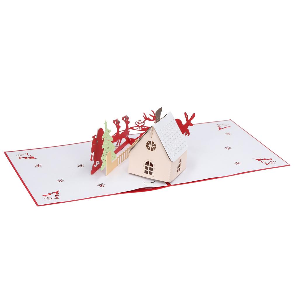 3D рождественские открытки Play Music Cute House Изысканная работа Рождественские всплывающие открытки с конвертом f