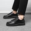 Lace Up Men's Formal Shoes Round Toe Social Shoe Male Black Oxfords Leather Casual Office Elegant and Classic Italian 2024 Style