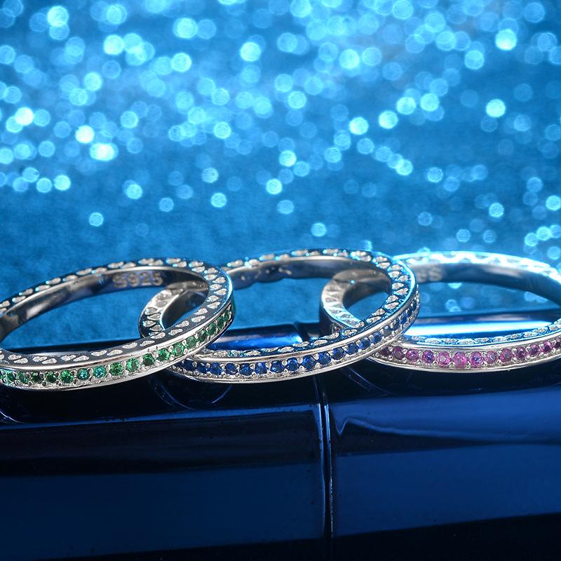 Популярные европейские и американские серебряные кольца с блестящими бриллиантами в форме сердца, эмалевые универсальные обручальные кольца с бриллиантами