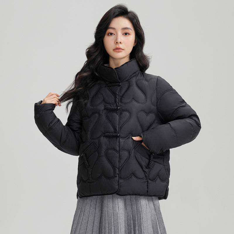 New Chinese winter retro buckle down cotton-padded clothes women's short fashion stand-up collar light cotton-padded clothes women's cotton-padded
