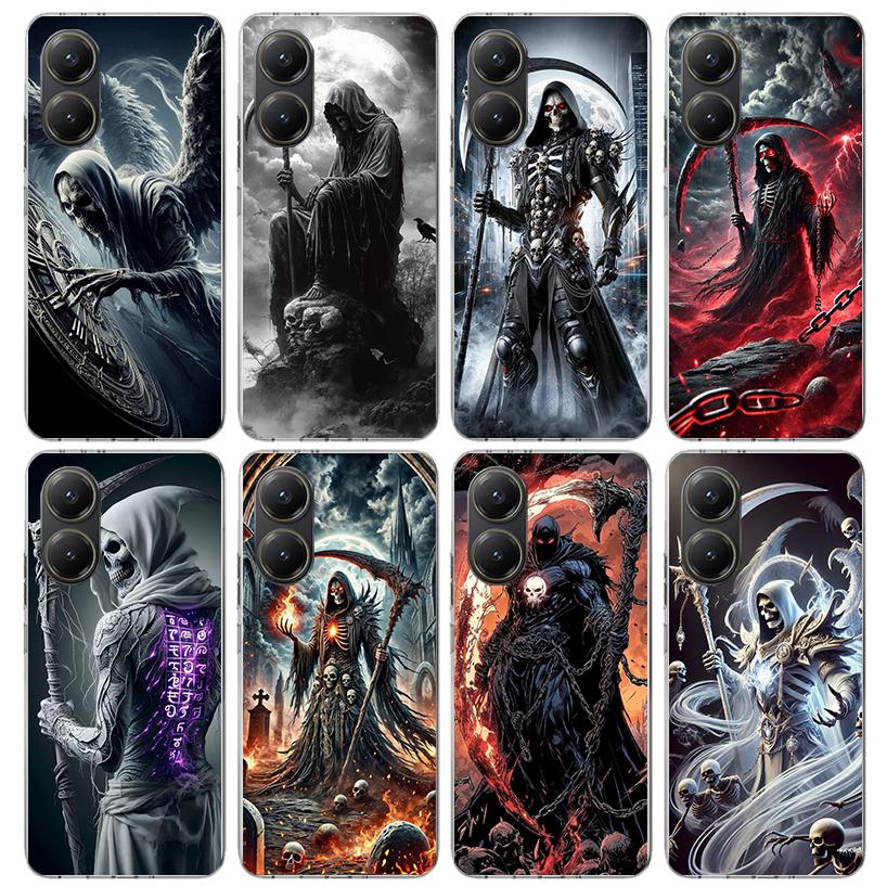Death Grim Reaper Skull Scythe Phone Case For Xiaomi Poco X5 X6 X7 Pro F7 Ultra M7 Redmi 15C 15 13C 13 12C 12 10 10C 10A 9 9C 9T