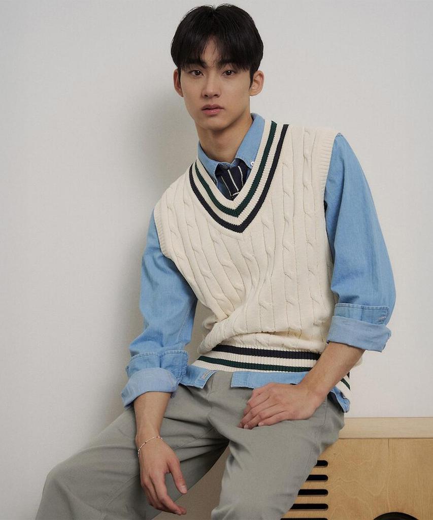 Beanpole Мужской Вязаный жилет в стиле Тилдена Цвет: Слоновая кость
