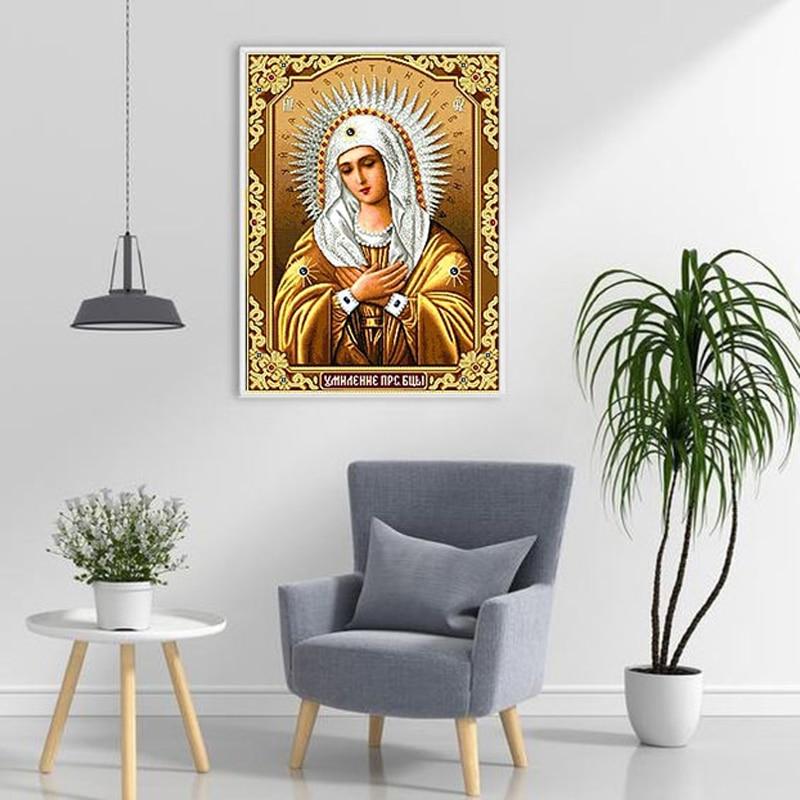 Maria Diy Painting Diamond Diamond Embroidery Religion Cross Stitch Rhinestone Full Round Drill Resin Art Home Decor Gift