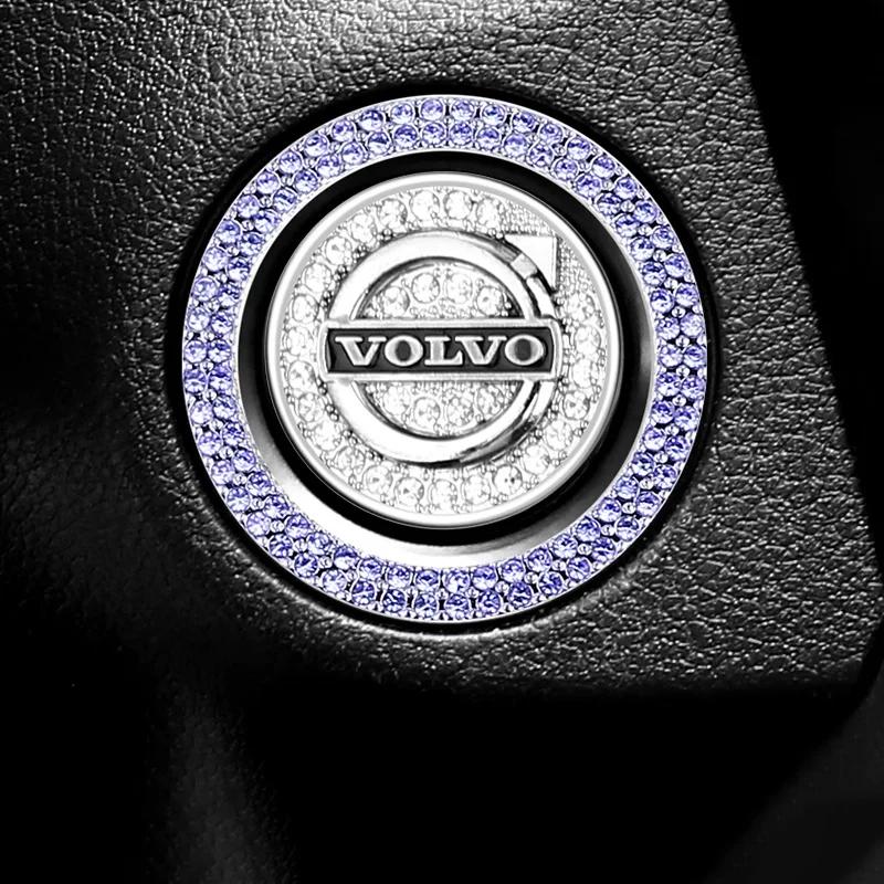 Car Start Switch Button Diamond Stickers Rhinestone Ring Circle Trims Protect Cover For Volvo V40 V60 V90 XC40 XC60 XC90 S60 S90
