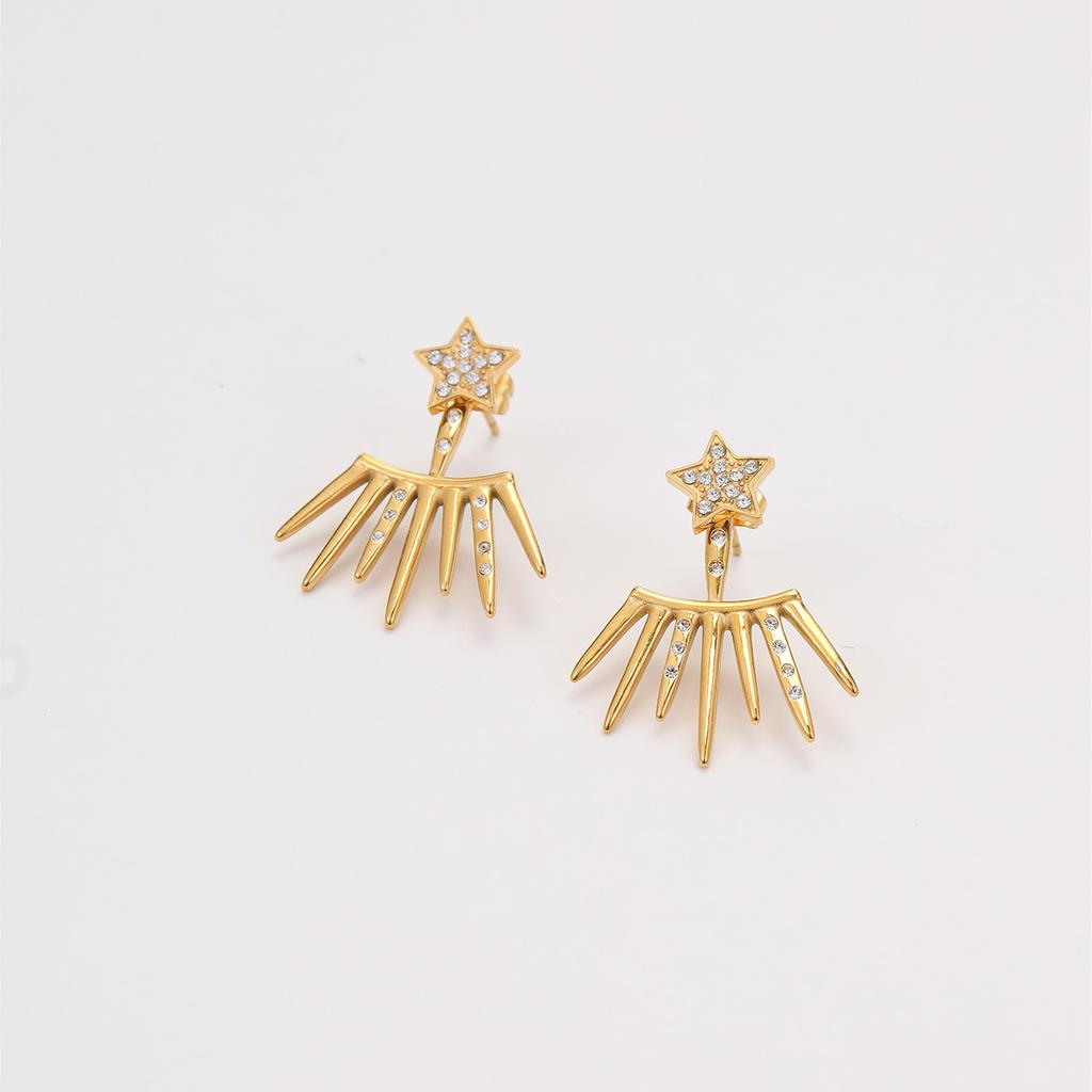 GEMCHIC Women's Gold Starburst Drop Earrings Stainless Steel Geometric Studs Fashion Jewelry