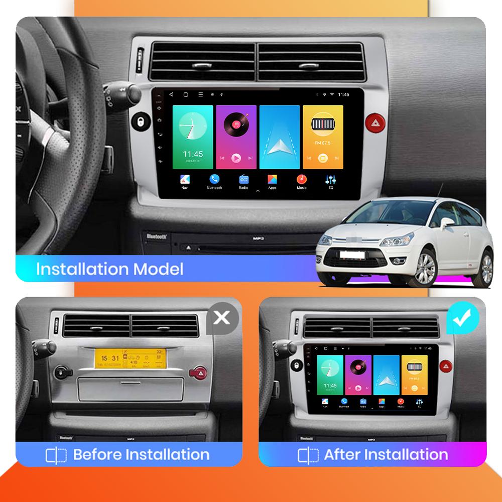 Автомобильное радио Android Auto Carplay для Citroen C4 C-Triomphe C-Quatre 2004-2009, мультимедийный проигрыватель, головное устройство, стерео, GPS-навигация, BT, WIFI 1+16 ГБ