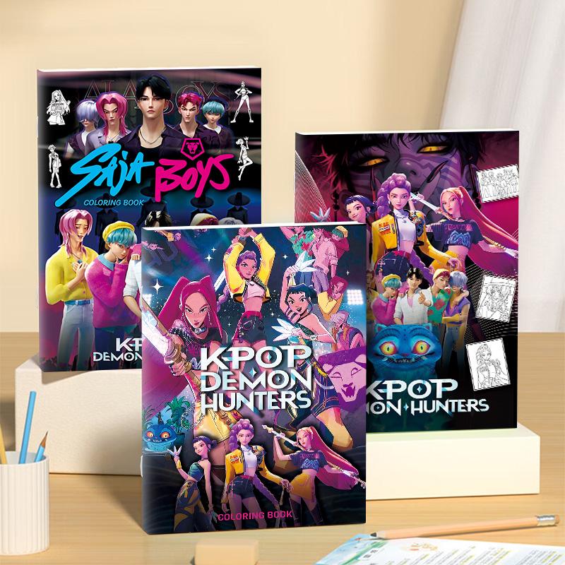 Последняя K-Pop Охотники на демонов Книжка-картинка 56 страниц Анимация Товары Линейные рисунки Раскраска Детский альбом Раскрашивание Рисование 24*17см