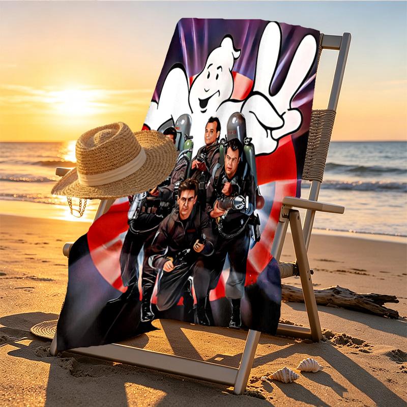 Ghostbusters Print Beach Towel Design, Soft, Lightweight. for Home Bathroom, Spa, Pool, Yoga, Surfing, Camping, Gift for Family, Friend