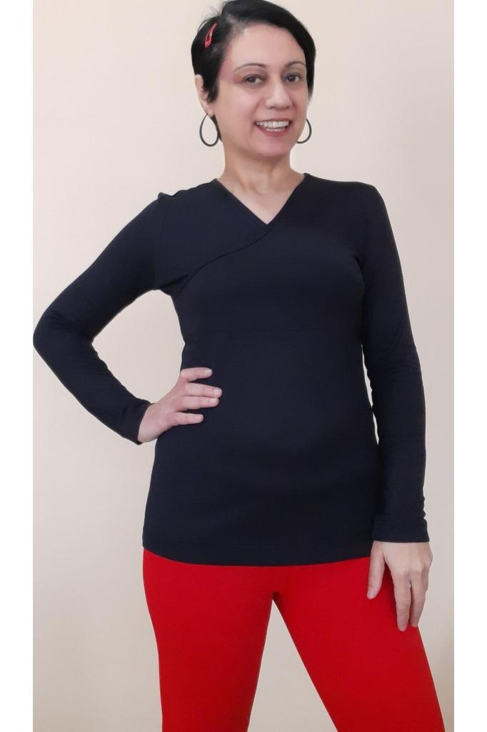 Женская стильная футболка большого размера, черная двубортная футболка из вискозы из чесаного хлопка с вырезом спереди