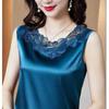 Новый подтяжки майка женская жилет женская весна осень свободный низ атласная блузка без рукавов кружевной топ с V-образным вырезом майки женские жилеты
