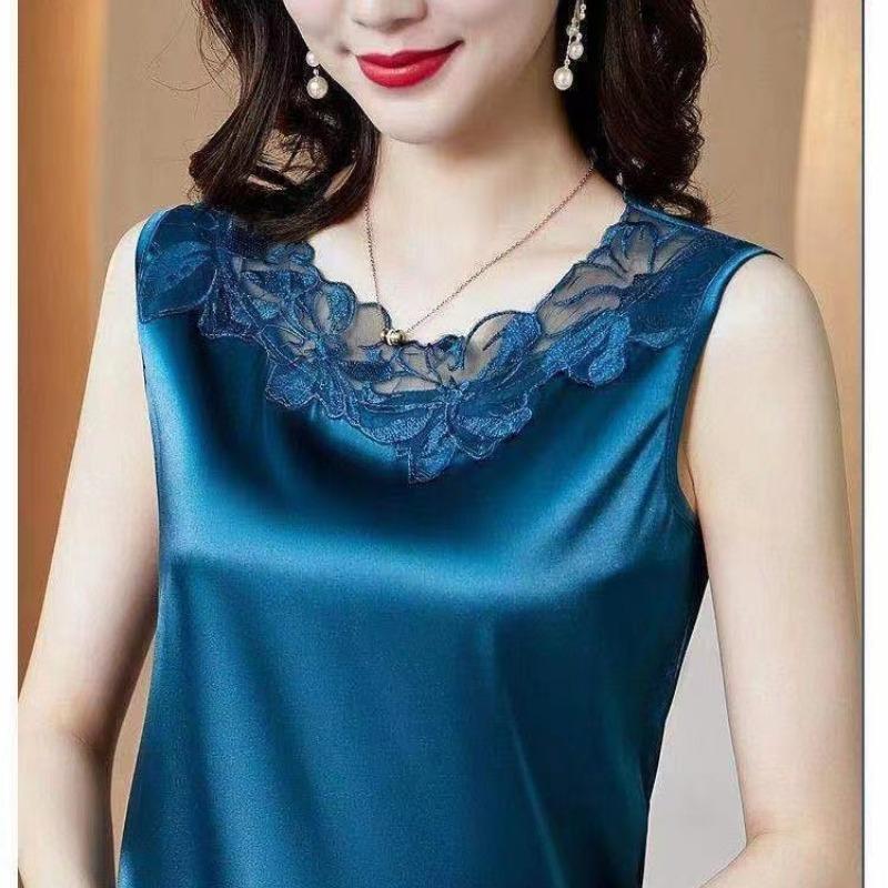 Новый подтяжки майка женская жилет женская весна осень свободный низ атласная блузка без рукавов кружевной топ с V-образным вырезом майки женские жилеты