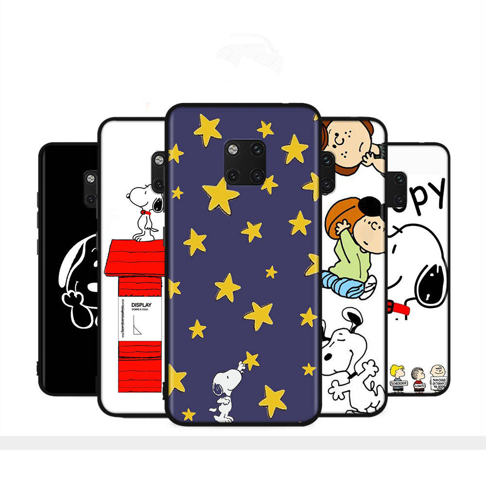 SM17 Snoopy Black Sofe Case for Samsung Note 20 Lite S24 Ultra S23 A03 A05 A06 A11 A71 A15 A16 A13 A24 A25 A33 A52 A53 A50 M55 M35 Plus