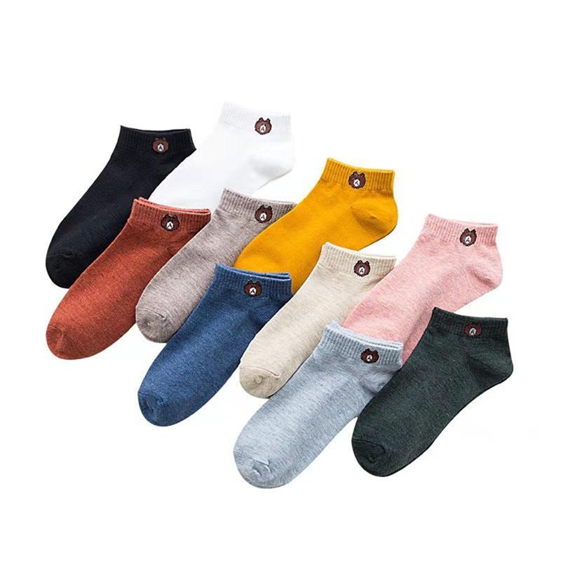 10 Pairs Winter Women Socks Bear Breathable Keep Warm Floor Anti-Skid Socks