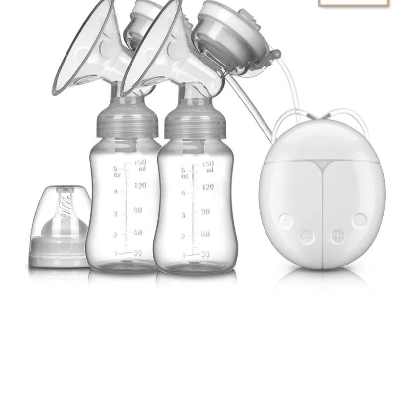 Двойные электрические молокоотсосы Мощное всасывание сосков Электрический молокоотсос USB с детской бутылочкой для молока Холодная грелка Ниппель