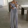 Summer Fashion Printed Wide Leg Jumpsuit Women Sexy Slash Neck Off-shoulder High Waist Jumpsuit Womem Csaual Suit