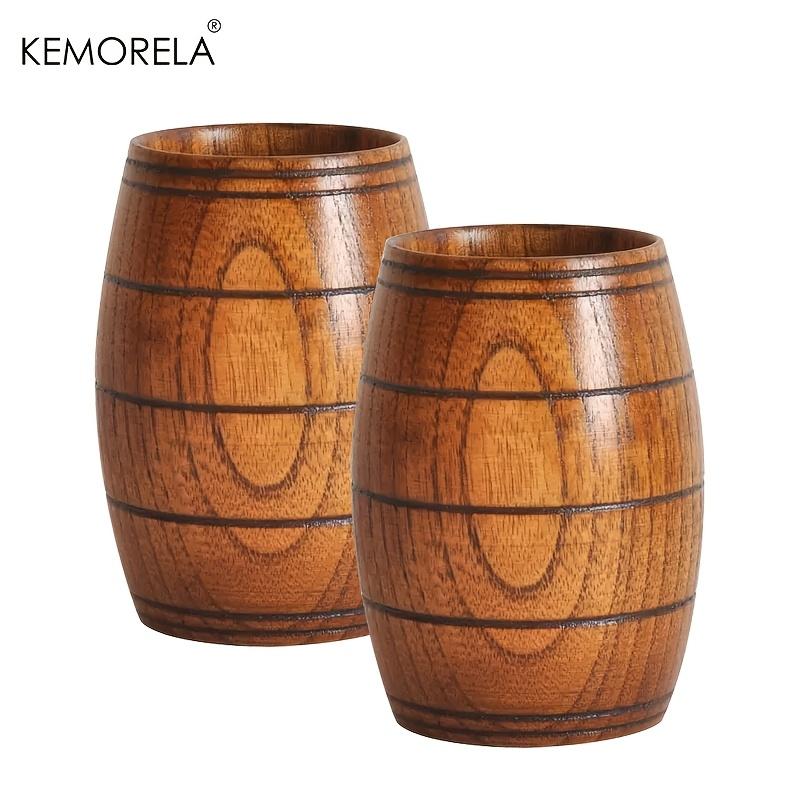 KEMORELA 210 мл Натуральная кружка для пива из массива дерева в стиле викингов, деревянная чашка для питья для крафтового пива, эля, молока, вина - 1/2 шт.