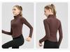 NUF Women's Autumn/Winter Nude-Feel Stand-Collar Half-Zip Yoga T-Shirt - Waist-Slimming Long-Sleeve Fitness Top